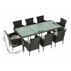 Set mobilier da gradina Tempo Kondela Menibor 1+8 (Brown/Beige) Thumb