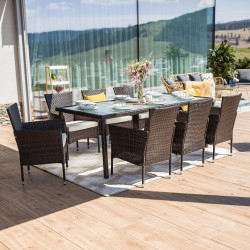 Set mobilier da gradina Tempo Kondela Menibor 1+8 (Brown/Beige) Thumb