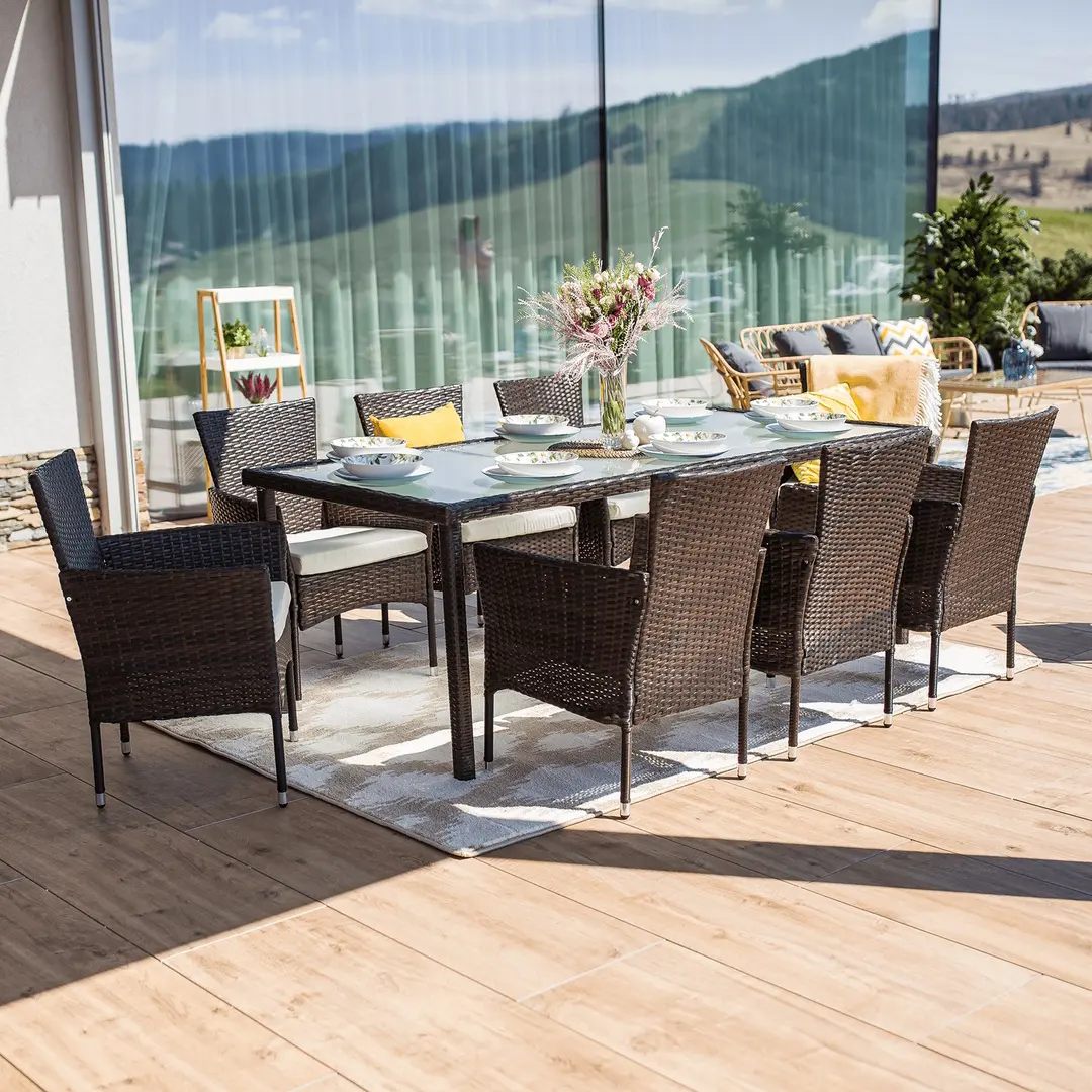 Set mobilier da gradina Tempo Kondela Menibor 1+8 (Brown/Beige) - 10