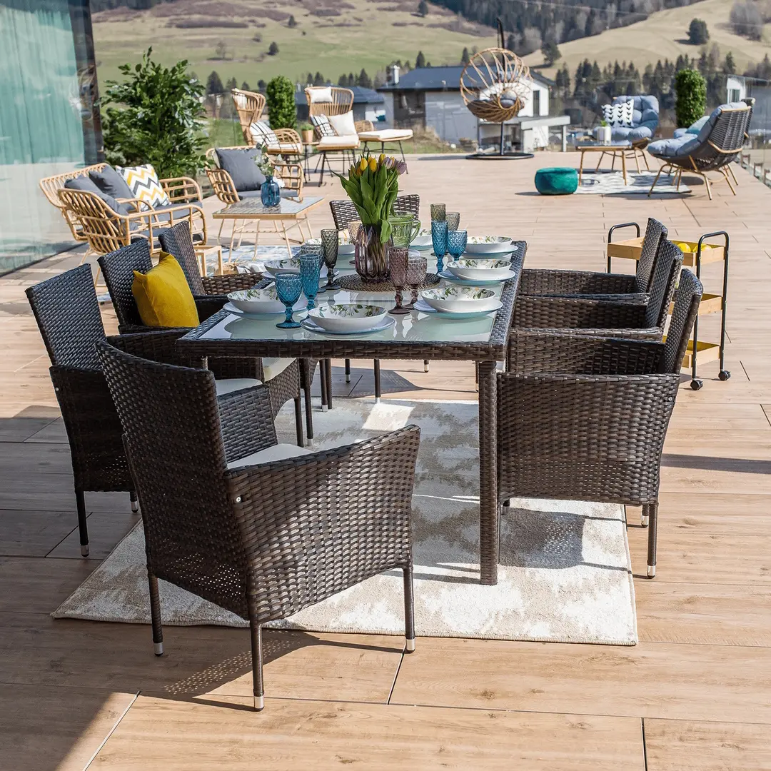 Set mobilier da gradina Tempo Kondela Menibor 1+8 (Brown/Beige) - 11