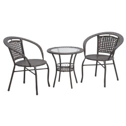 Комплект садовой мебели Tempo Kondela Lasan 1+2 (Brown) Thumb