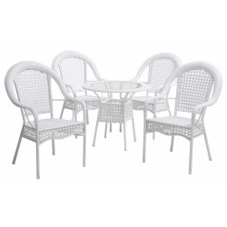 Set mobilier de gradina Tempo Kondela Koven 1+4 (White) Thumb