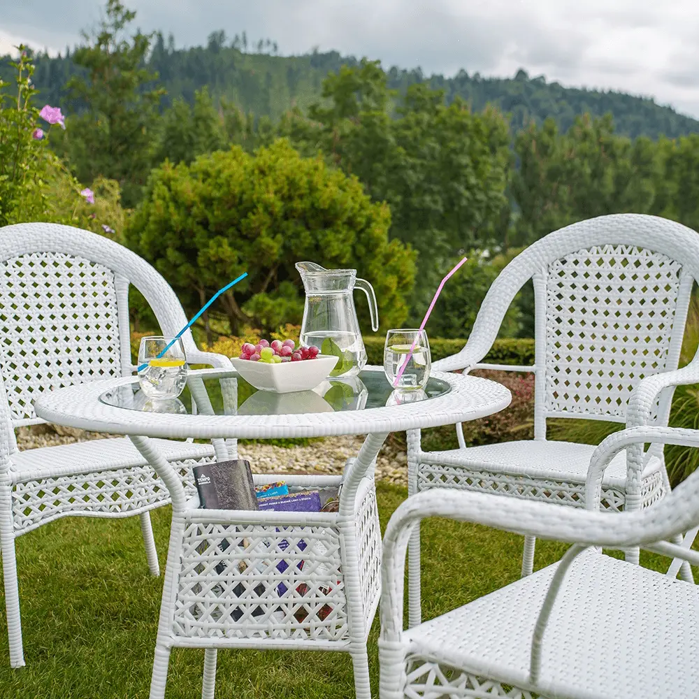 Set mobilier de gradina Tempo Kondela Koven 1+4 (White) - 9