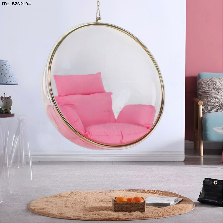 Fotoliu suspendat Tempo Kondela Bubble New Tip 1 106 (Transparent/Golden/Pink)