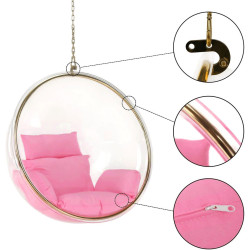 Fotoliu suspendat Tempo Kondela Bubble New Tip 1 106 (Transparent/Golden/Pink) Thumb