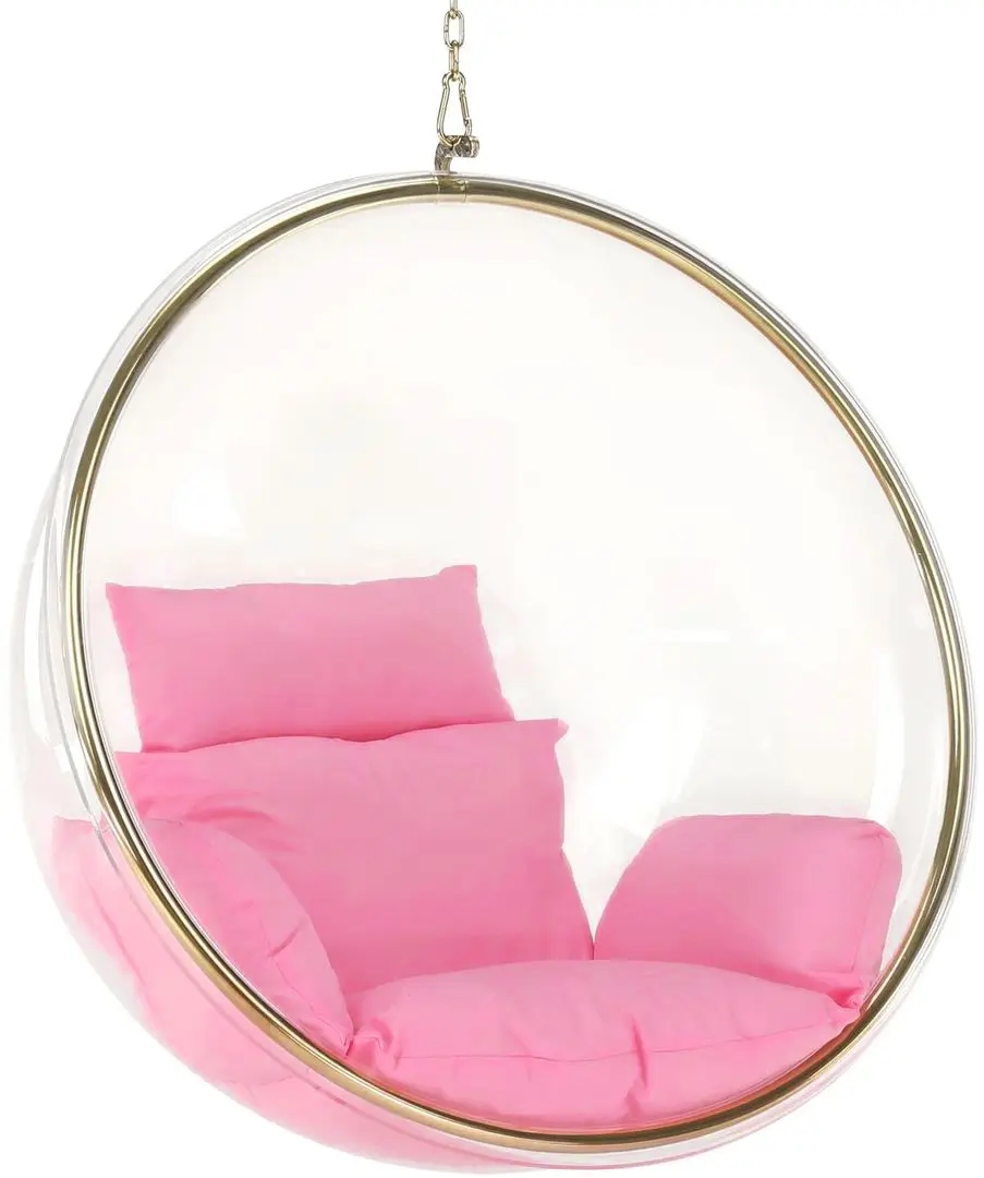 Fotoliu suspendat Tempo Kondela Bubble New Tip 1 106 (Transparent/Golden/Pink) - 2