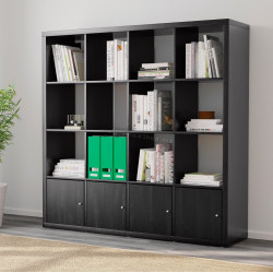 Стеллаж Ikea Kallax с 4 вставками 147x147 (Черно-коричневый)