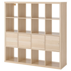 Стеллаж Ikea Kallax 4 вставки/дверцы 147x147 (Состаренный Дуб) Thumb
