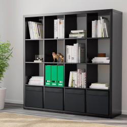 Стеллаж Ikea Kallax с 4 органайзерами 147x147 (Черно-коричневый)