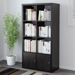 Стеллаж Ikea Kallax с дверцами 77x147 (Черно-коричневый)