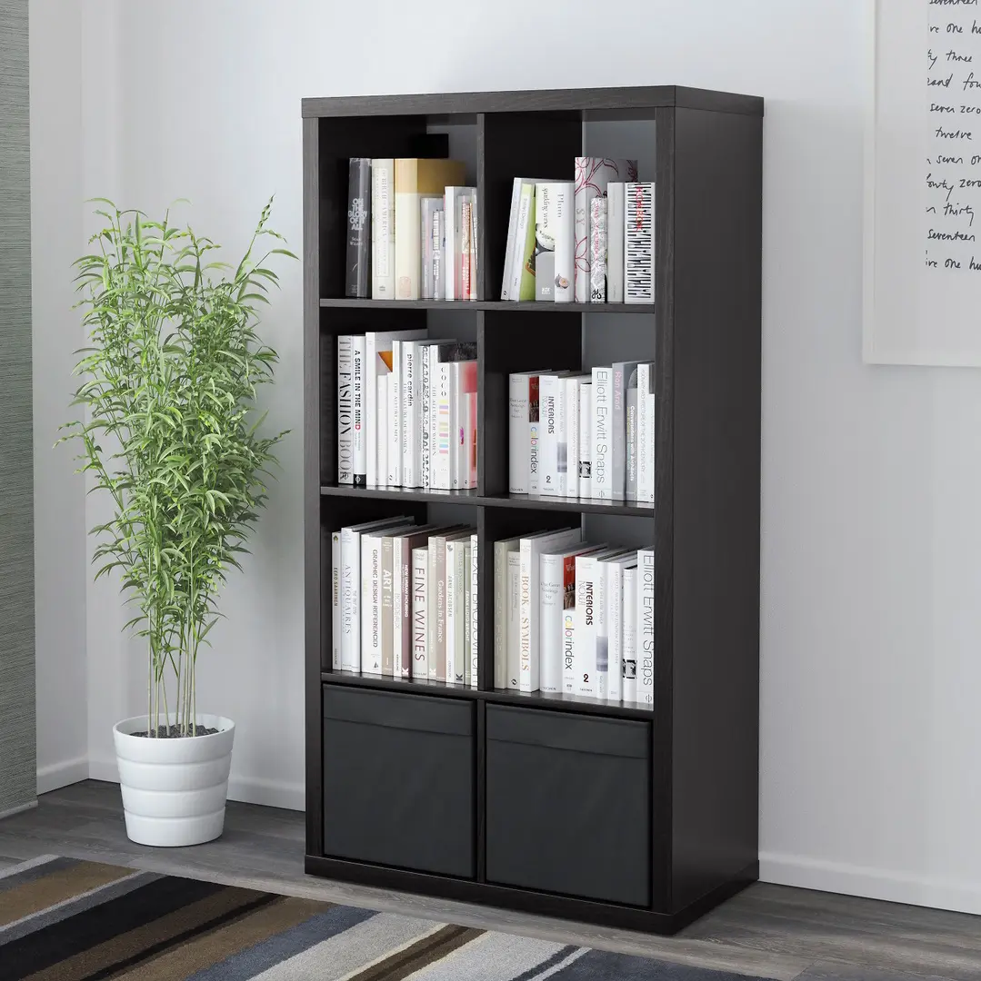 Etajera Ikea Kallax 2 organizatoare 77x147 (Negru-maro)