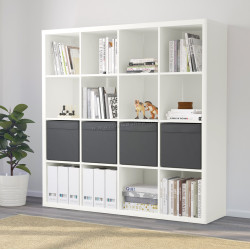 Стеллаж Ikea Kallax с 4 вставками 147x147 (Белый/Черный)