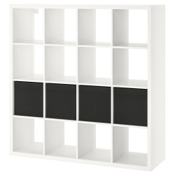 Etajera Ikea Kallax cu 4 organizatoare 147x147 (Alb/Negru) Thumb