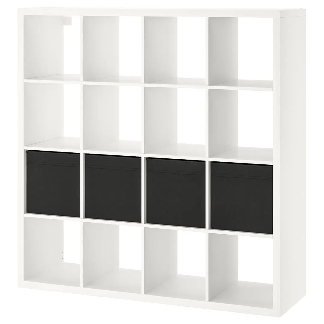 Etajera Ikea Kallax cu 4 organizatoare 147x147 (Alb/Negru) - 2