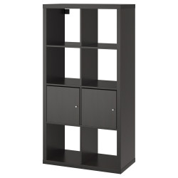 Стеллаж Ikea Kallax с дверцами 77x147 (Черно-коричневый) Thumb