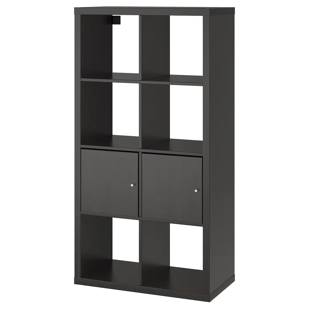 Стеллаж Ikea Kallax с дверцами 77x147 (Черно-коричневый) - 2