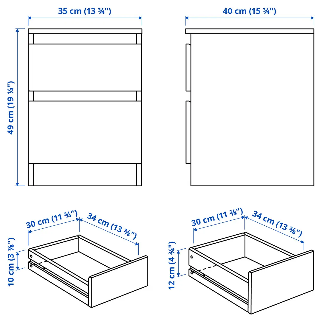 Тумба прикроватная Ikea Kullen 35x49 (Белый) - 5