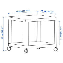 Masa pentru reviste Ikea Tingby 50x50 cu rotile (Gri) Thumb