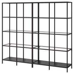 Etajera Ikea Vittsjo sticla 200x36x175 (Negru-maro) Thumb