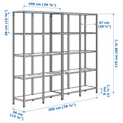 Etajera Ikea Vittsjo sticla 200x36x175 (Negru-maro) Thumb
