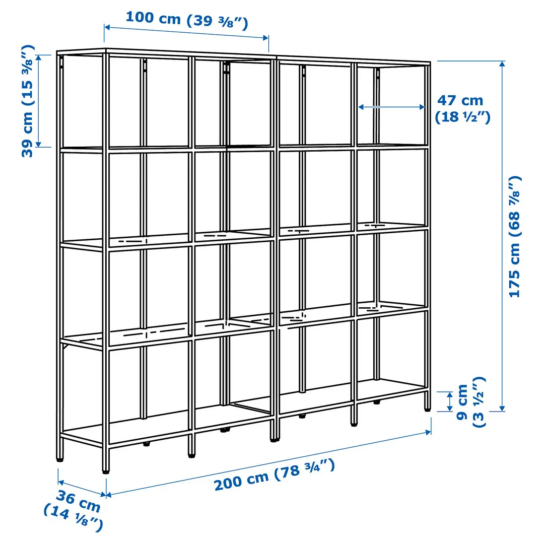 Etajera Ikea Vittsjo sticla 200x36x175 (Negru-maro) - 4