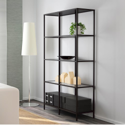 Стеллаж Ikea Vittsjo стекло 100x175 (Черно-коричневый)