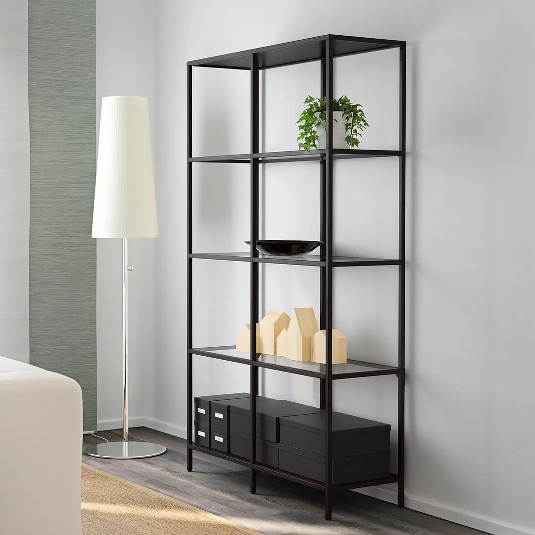 Стеллаж Ikea Vittsjo стекло 100x175 (Черно-коричневый)