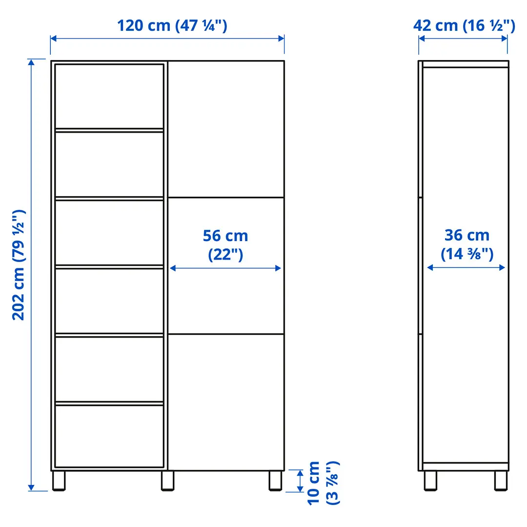 Комбинированный шкаф Ikea Besta/Lappviken/Stubbarp 120x42x202 (Состаренный дуб) - 7