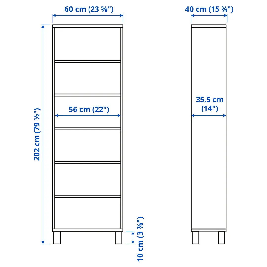 Стеллаж Ikea Besta 60x40x202 (Состаренный дуб) - 4