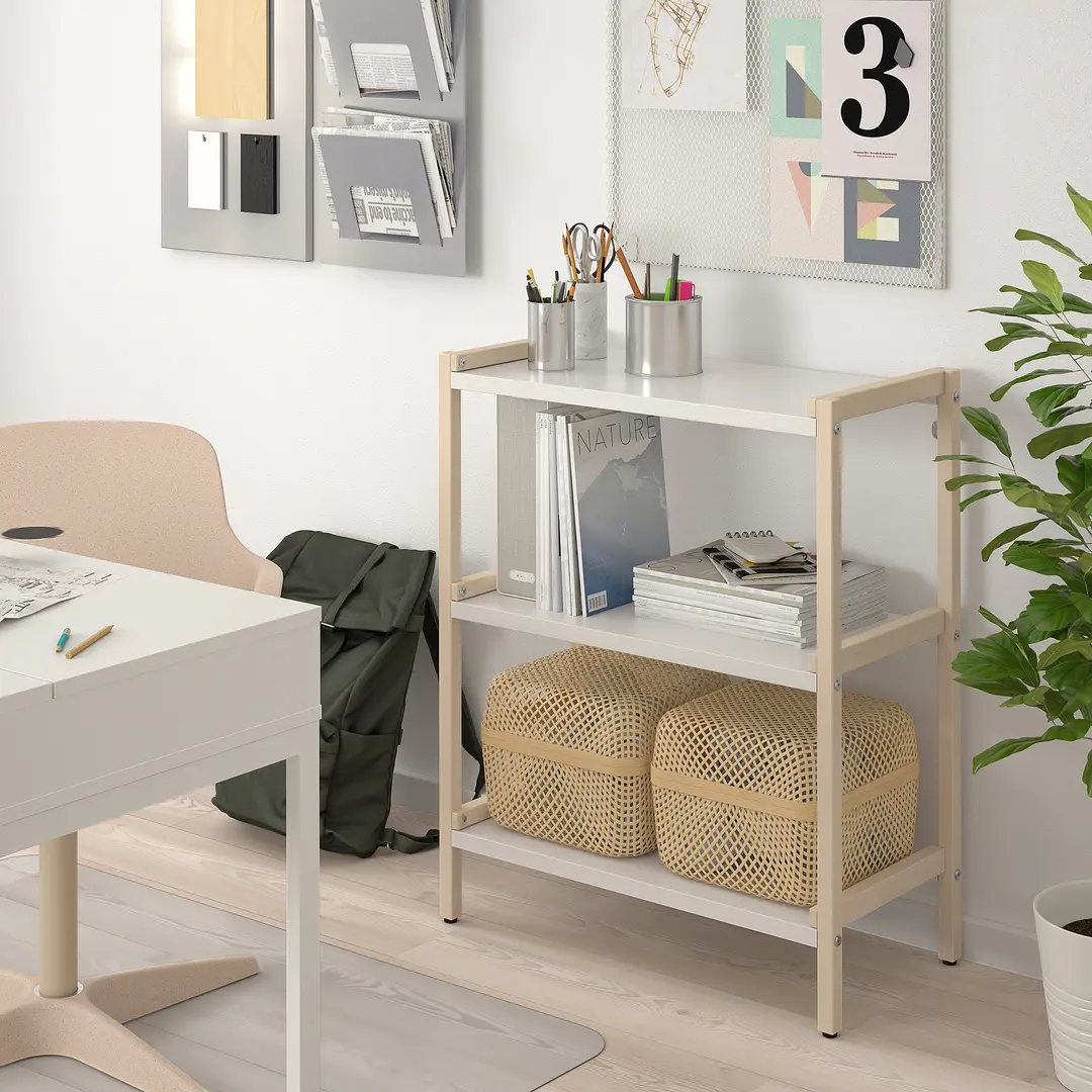 Стеллаж Ikea Ekenbben 70x34x86 (Тополь/Белый) - 4
