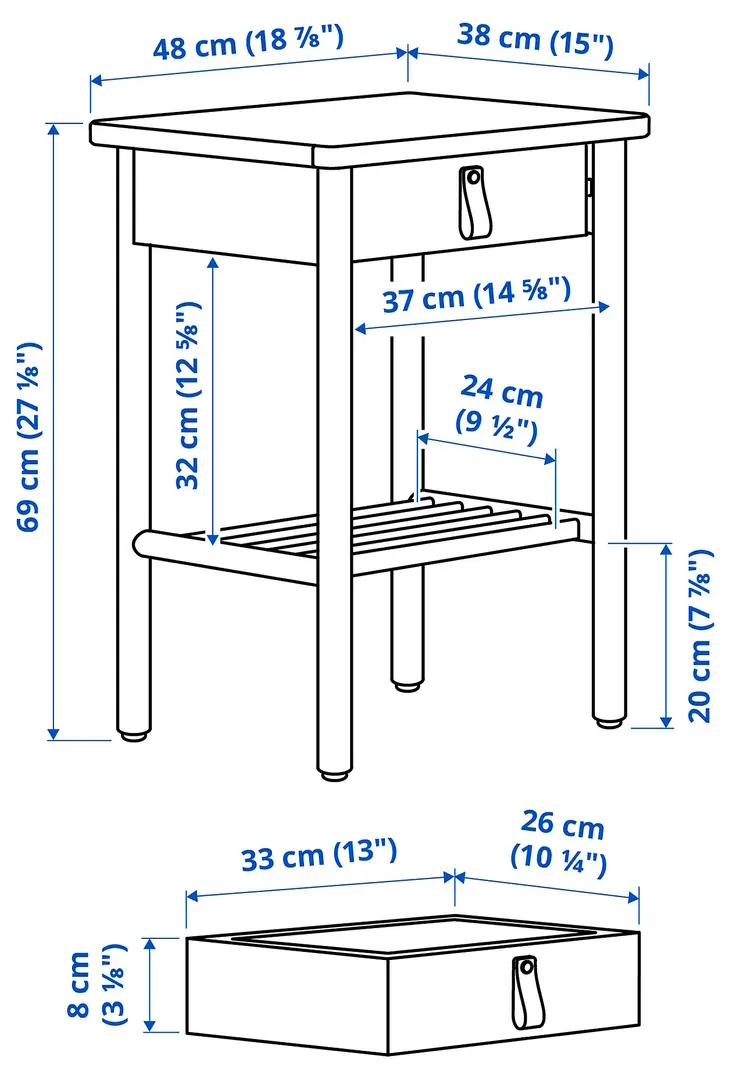 Noptiera Ikea Bjorksnas 48x38 (Mesteacan) - 7