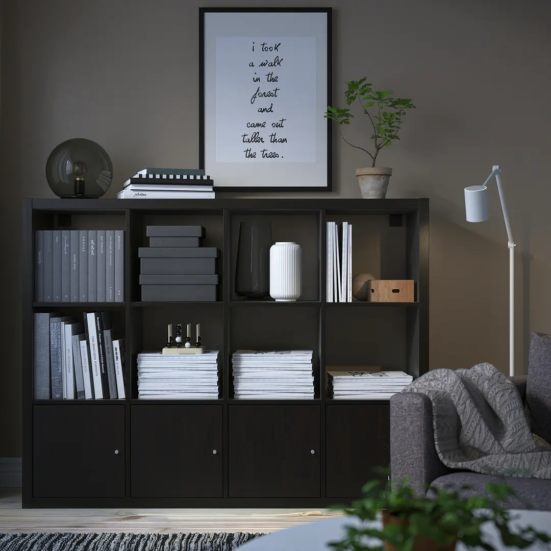 Etajera Ikea Kallax cu 4 organizatoare 147x112 (Negru-maro) - 9