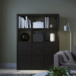 Стеллаж Ikea Kallax с 6 вставками 112x147 (Черно-коричневый) Thumb