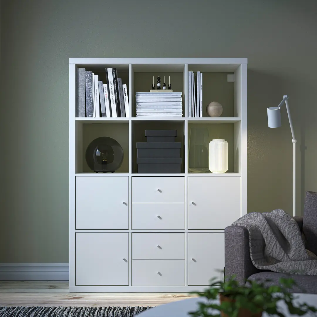 Etajera Ikea Kallax cu 6 organizatoare 112x147 (Alb)