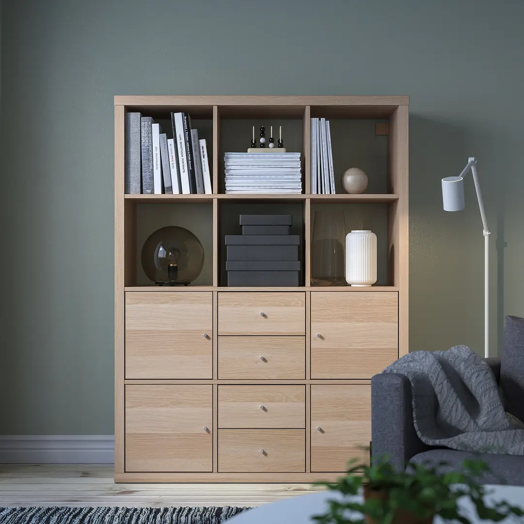 Etajera Ikea Kallax cu 6 organizatoare 112x147 (Stejar antichizat) - 5