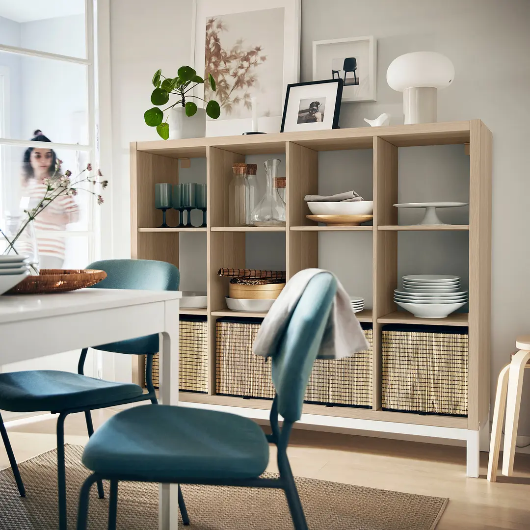 Стеллаж Ikea Kallax 147x129 (Состаренный дуб/Белый) - 6