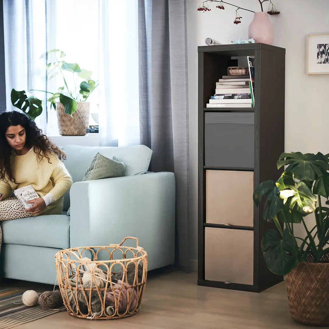Стеллаж Ikea Kallax 42x147 (Черно-коричневый) - 5