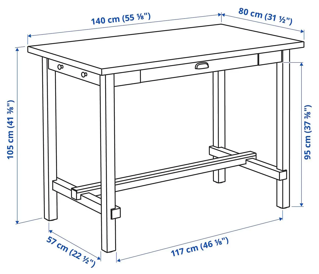 Стол Ikea Nordviken 140x80x105см (Черный)