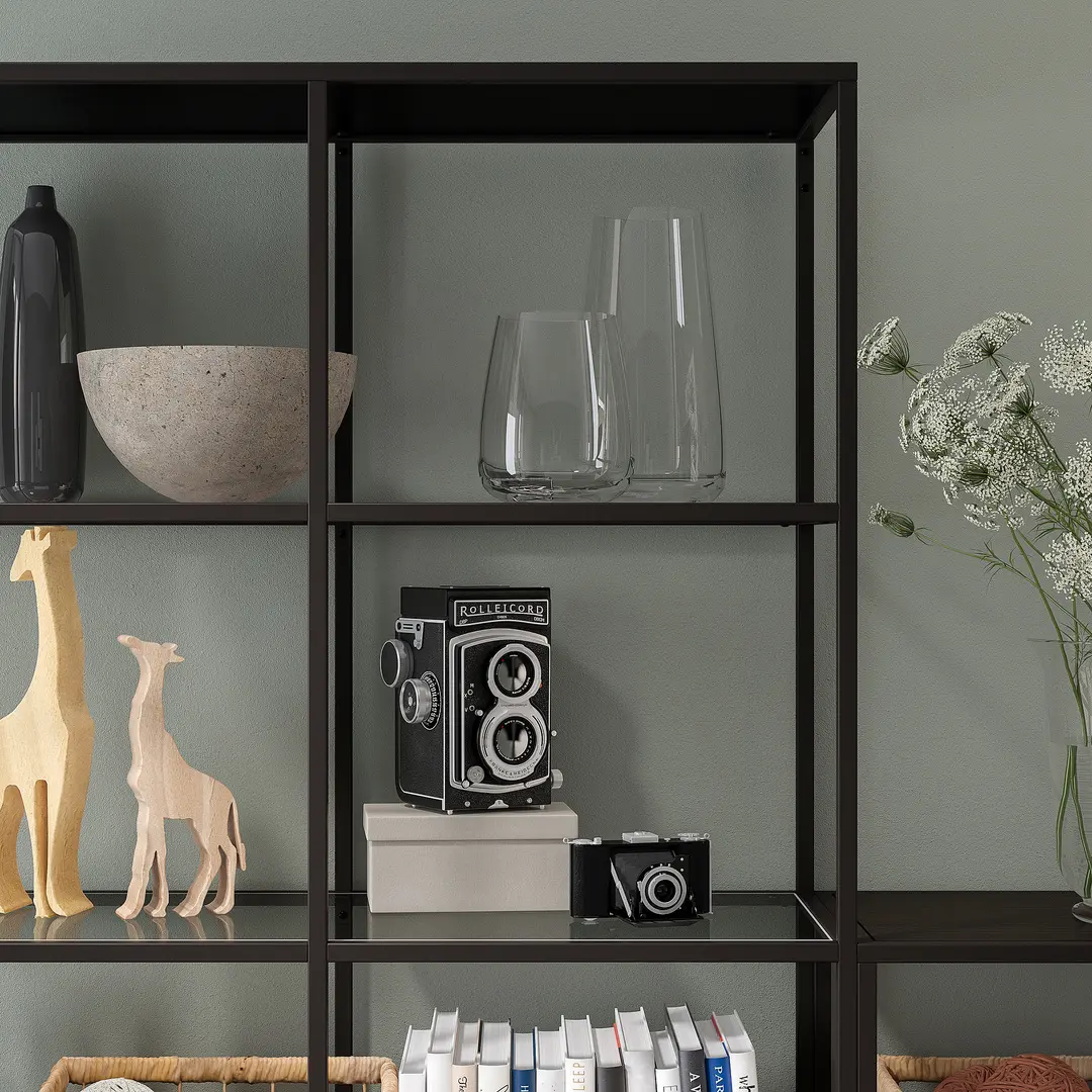 Etajera Ikea Vittsjo sticla 200x36x175 (Negru-maro) - 6
