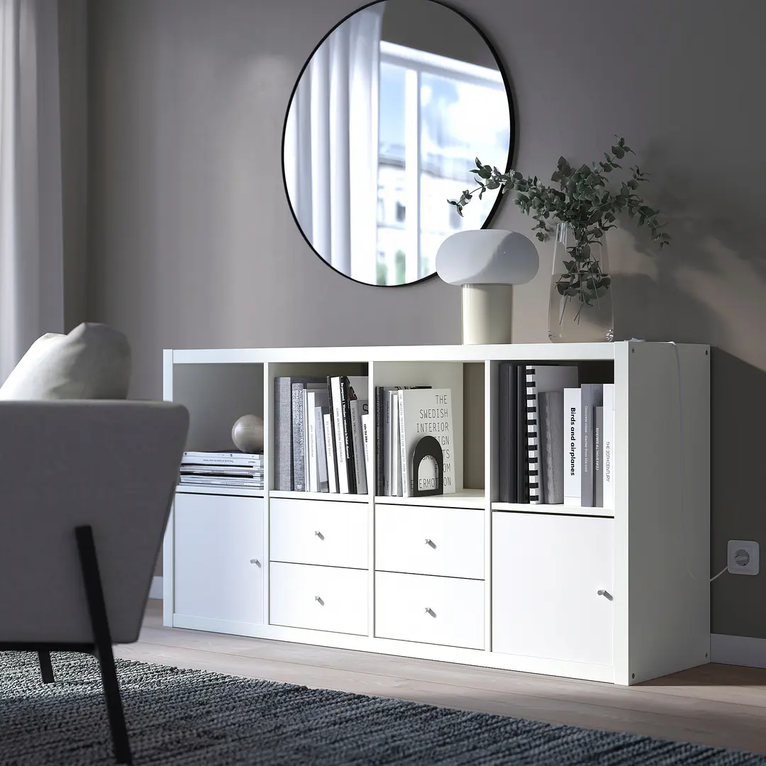 Стеллаж Ikea Kallax 4 вставки 77x147 (Белый) - 5