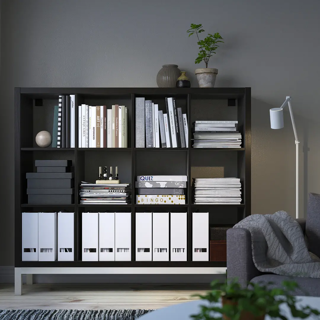 Стеллаж Ikea Kallax 147x129 (Черно-коричневый/Белый) - 8