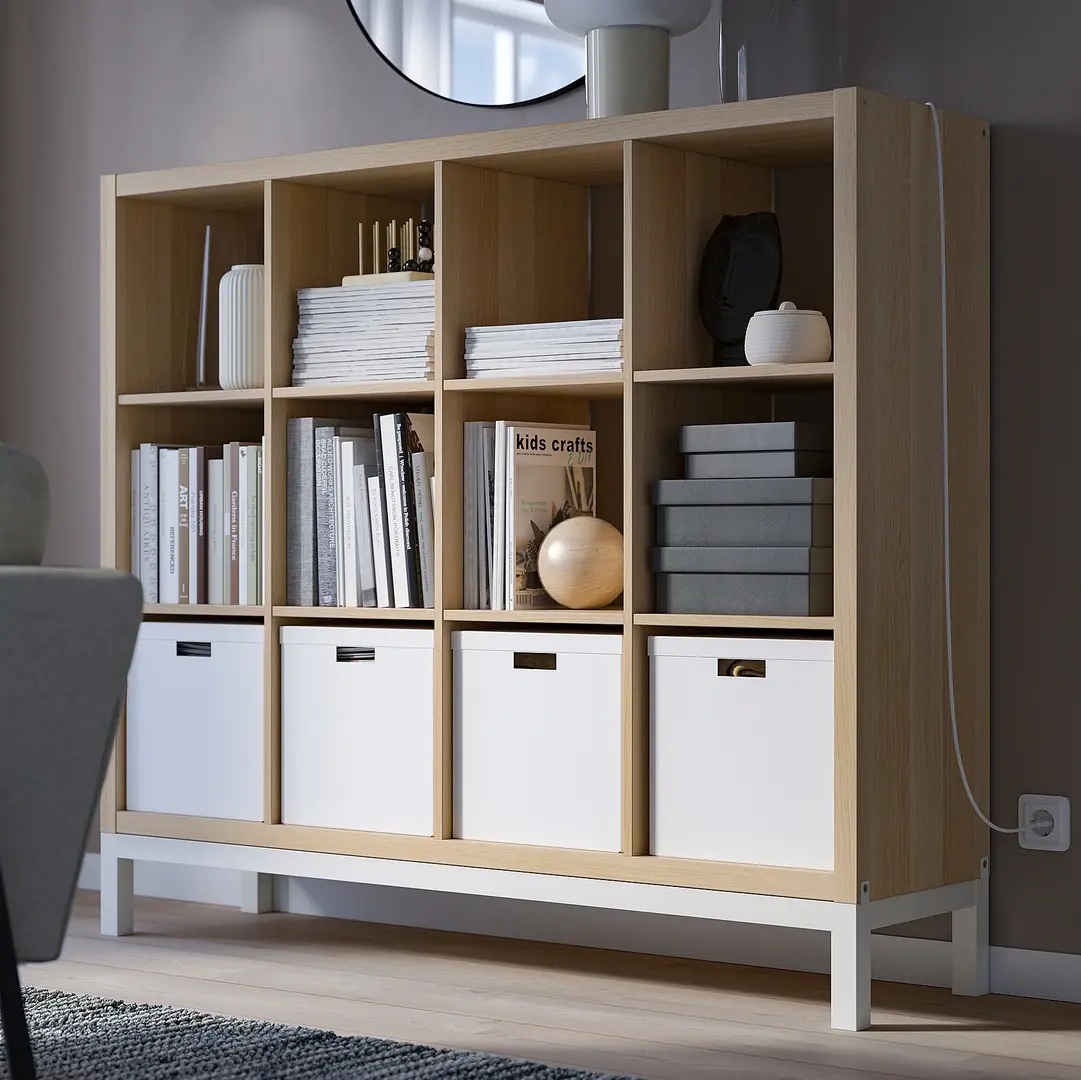 Стеллаж Ikea Kallax 147x129 (Состаренный дуб/Белый)