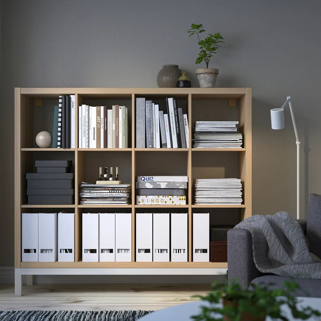 Стеллаж Ikea Kallax 147x129 (Состаренный дуб/Белый) - 5