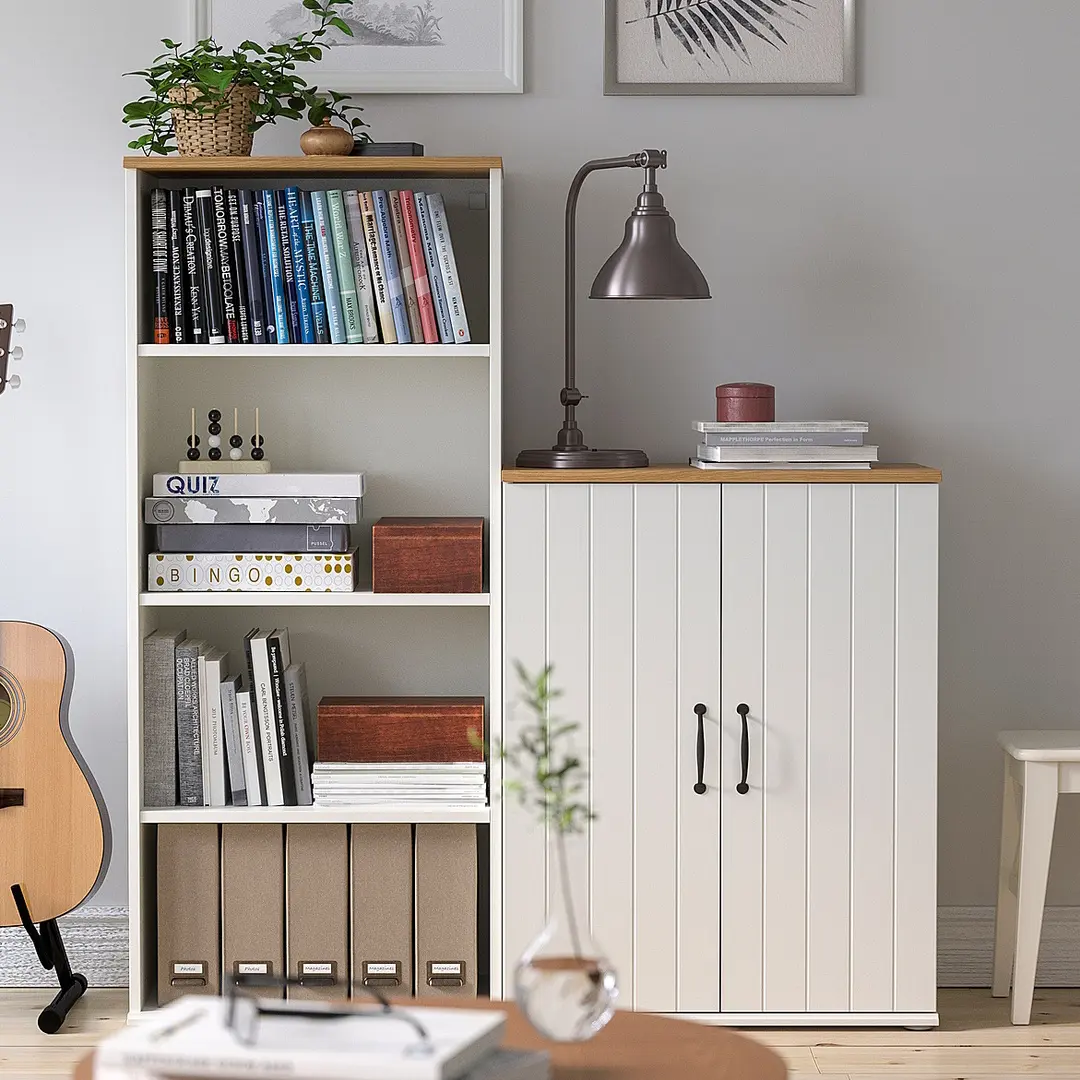 Dulap-etajera pentru carti Ikea Skruvby 130x140 (Alb)