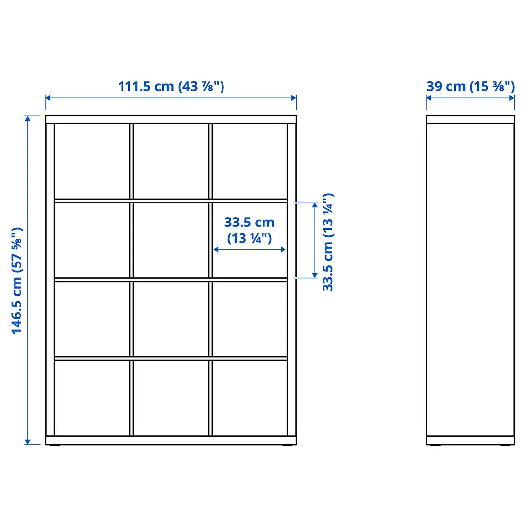 Стеллаж Ikea Kallax 4 вставки 147x112 (Состаренный Дуб) - 9