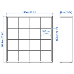 Стеллаж Ikea Kallax 4 вставки/дверцы 147x147 (Состаренный Дуб) Thumb