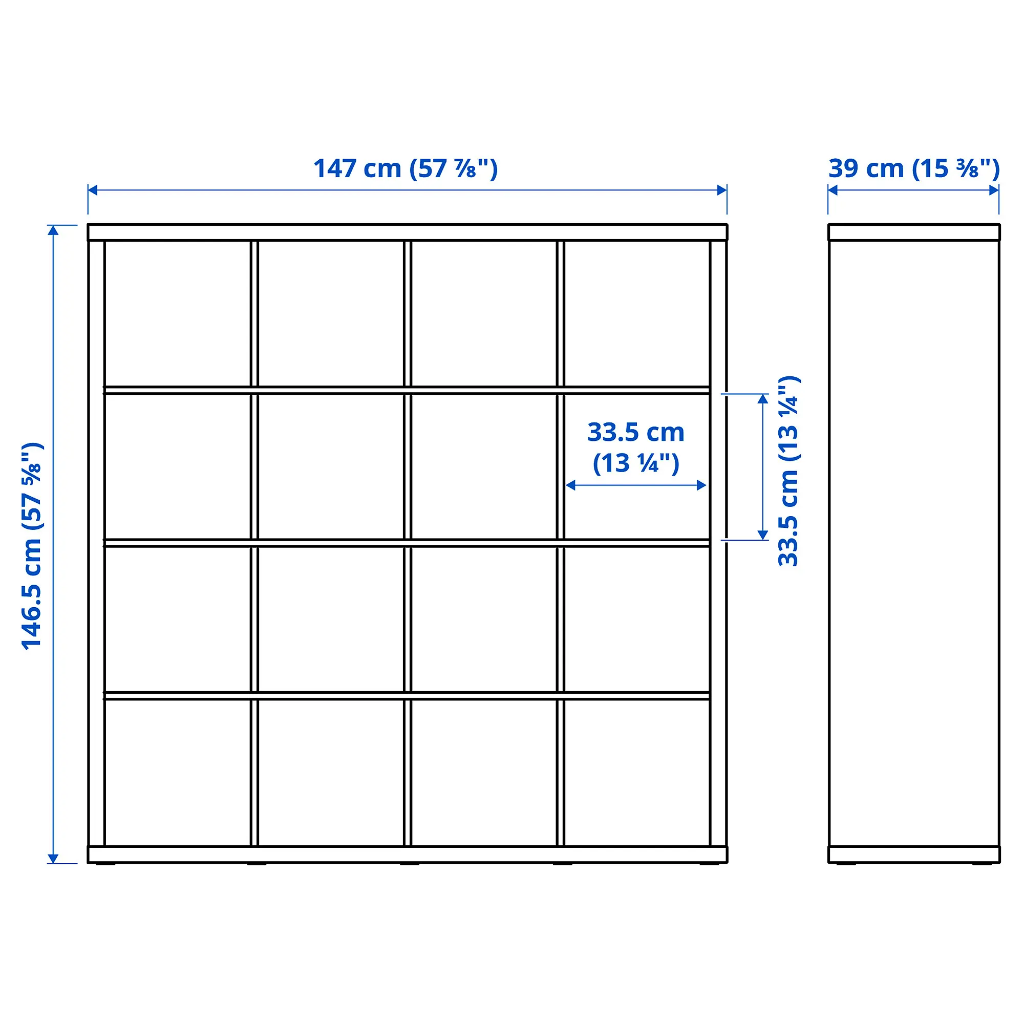 Стеллаж Ikea Kallax 4 вставки/дверцы 147x147 (Состаренный Дуб) - 6