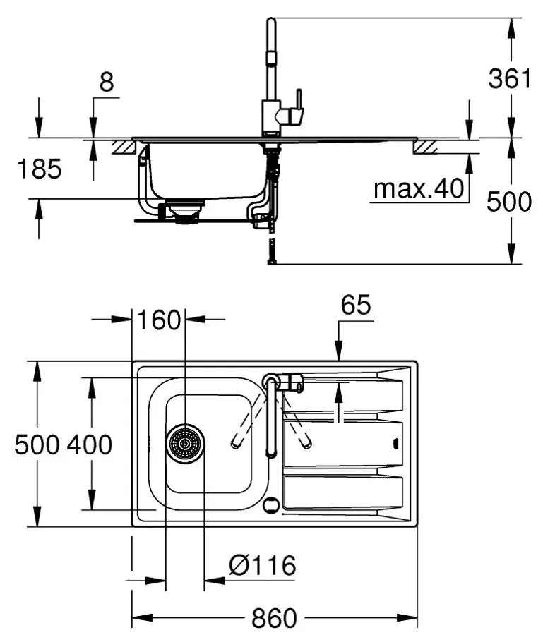 Set chiuveta+baterie Grohe Concetto 31570SD0 (Inox) - 3
