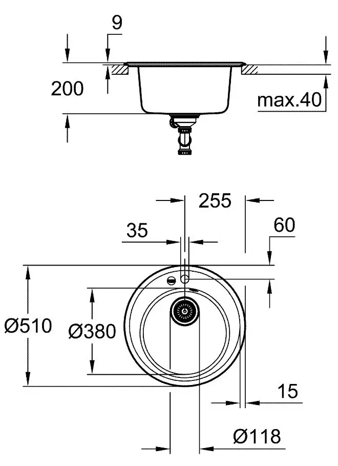 Chiuveta Grohe K200 31656AP0 (Granite Black) - 3