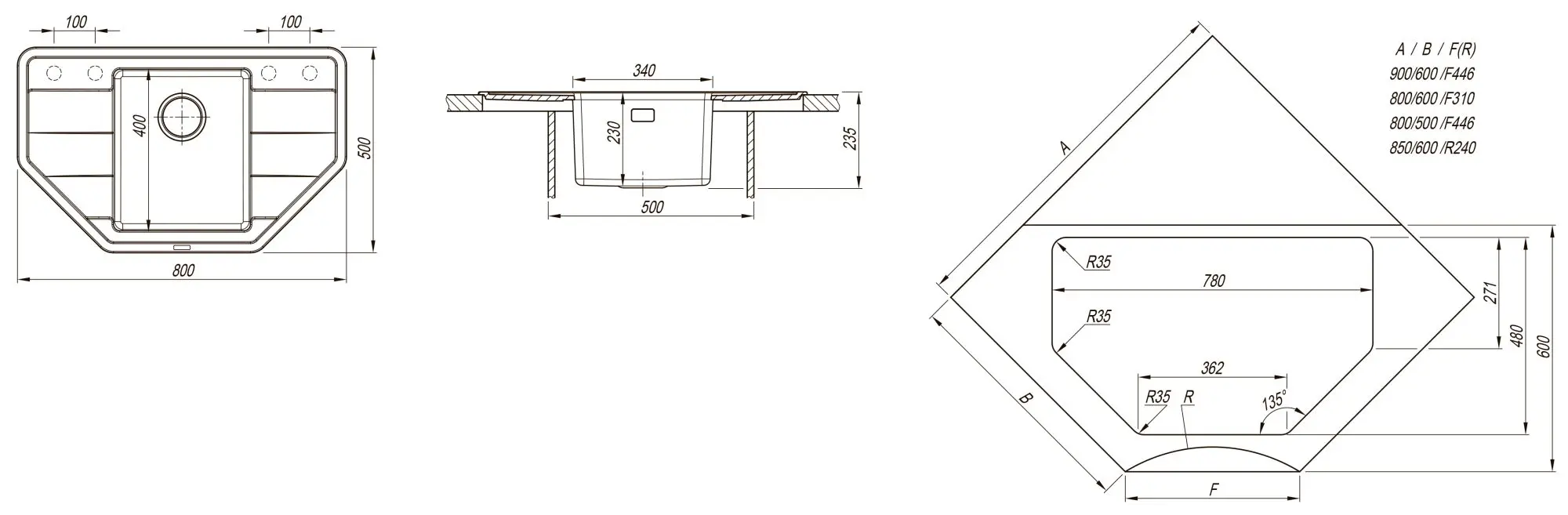 Chiuveta Florentina Combi 800С (Champagne)